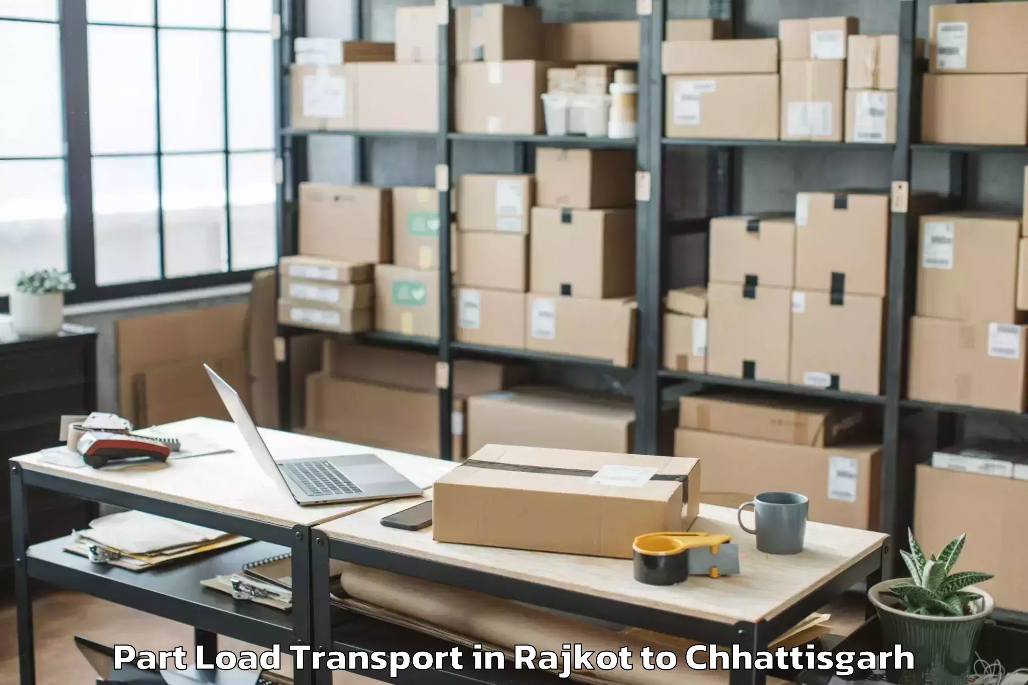 Hassle-Free Rajkot to Jashpurnagar Part Load Transport